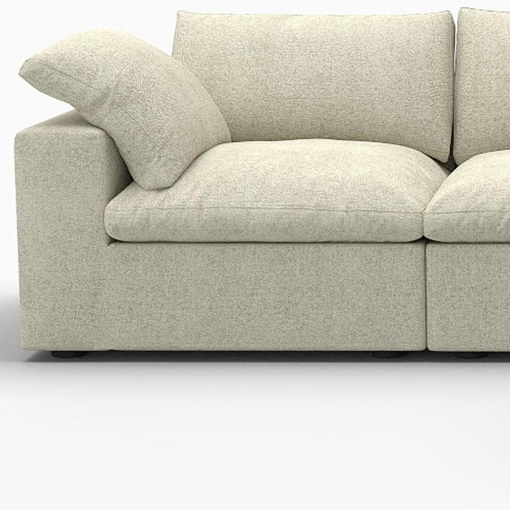 118" Khaki Linen Blend Modular Sofa With Ottoman And Storage