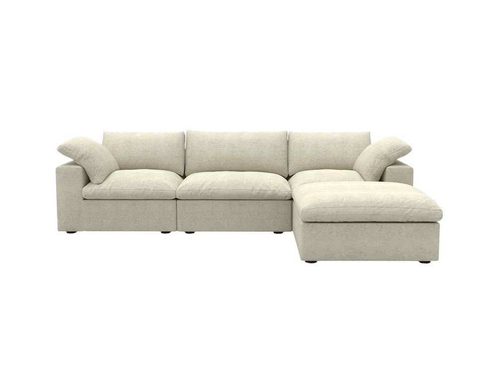 118" Khaki Linen Blend Modular Sofa With Ottoman And Storage