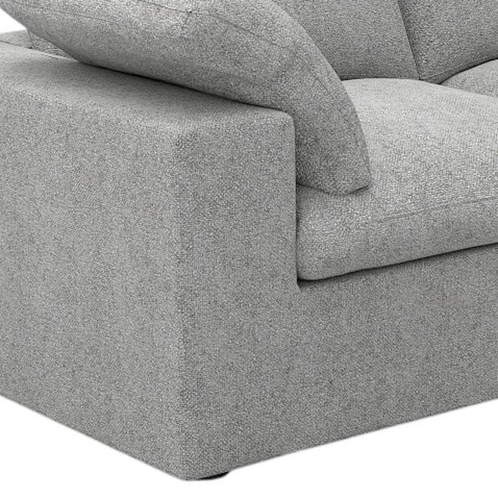 80" White Linen Blend Modular Loveseat and Toss Pillows