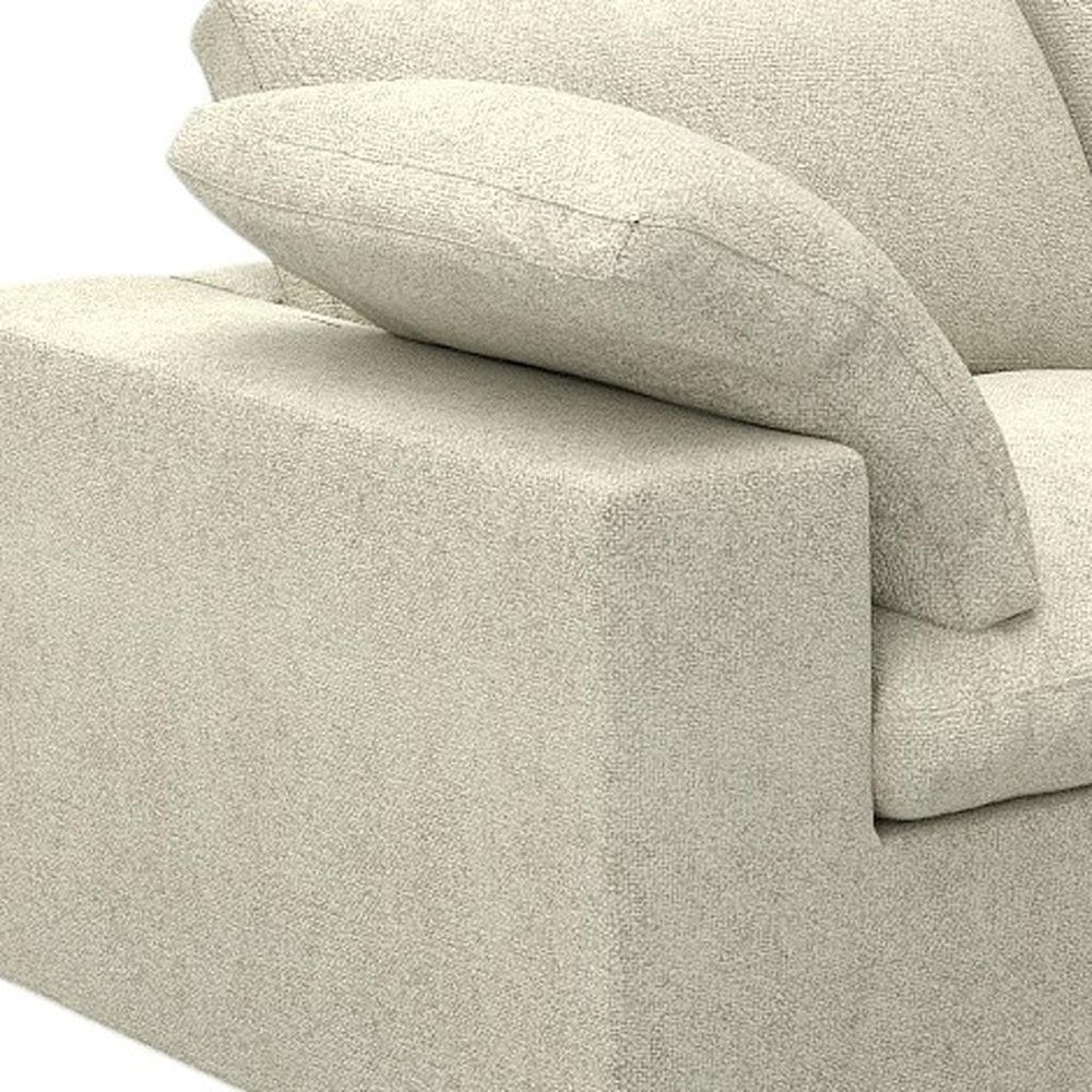 80" White Linen Blend Modular Loveseat and Toss Pillows