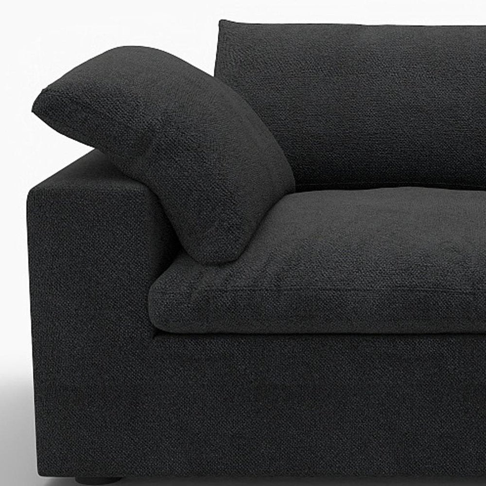 80" White Linen Blend Modular Loveseat and Toss Pillows