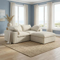 79" White and Black Linen Blend Modular Loveseat With Storage