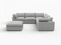 Light Gray Linen Blend Modular L Shaped Six Piece Corner Sectional With Ottoman