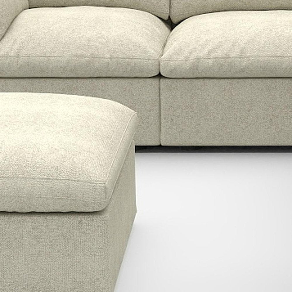 Light Gray Linen Blend Modular L Shaped Six Piece Corner Sectional With Ottoman