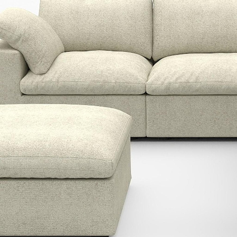 Light Gray Linen Blend Modular L Shaped Six Piece Corner Sectional With Ottoman