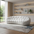 105" White Boucle Curved Sofa