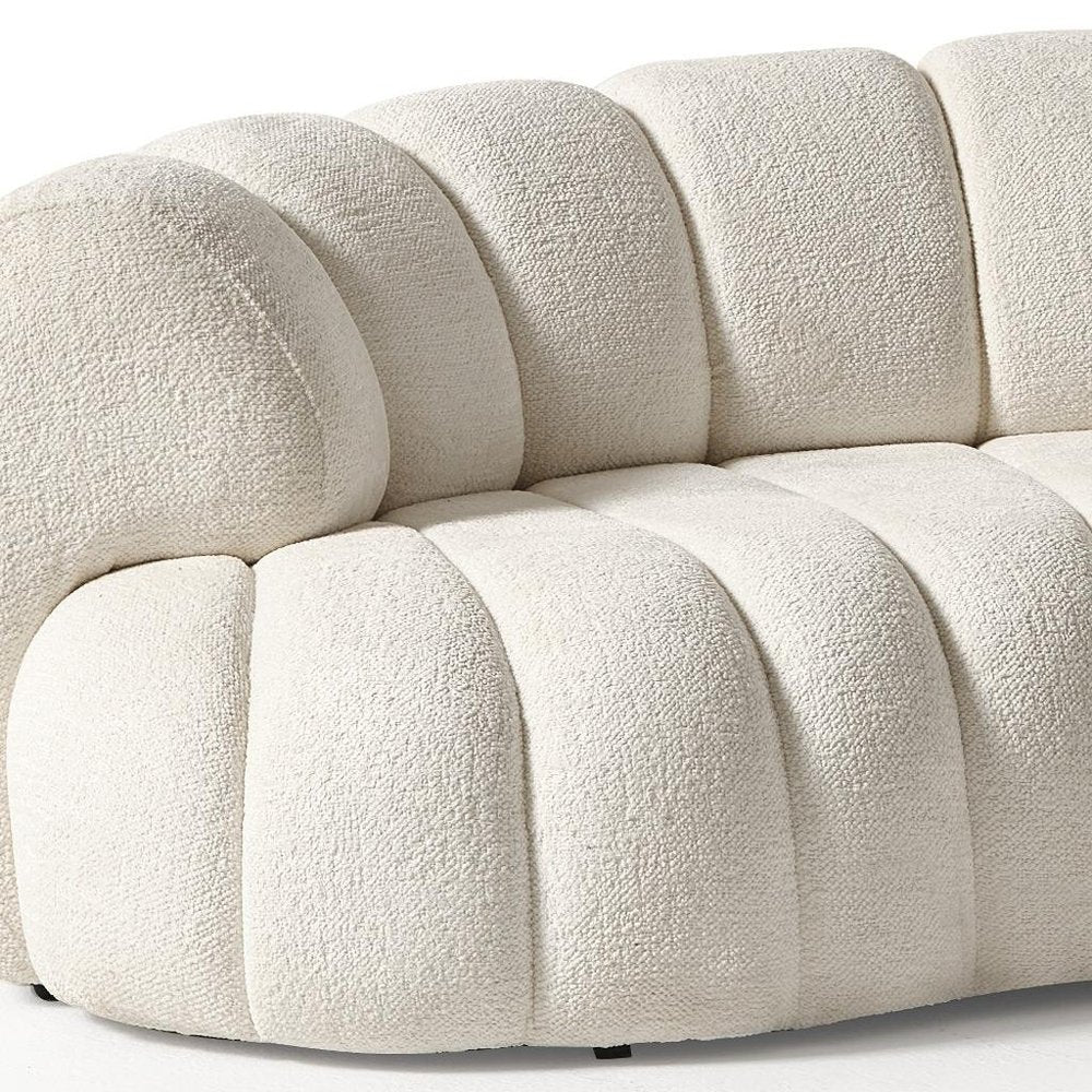 118" White Chenille Curved Sofa With Toss Pillows