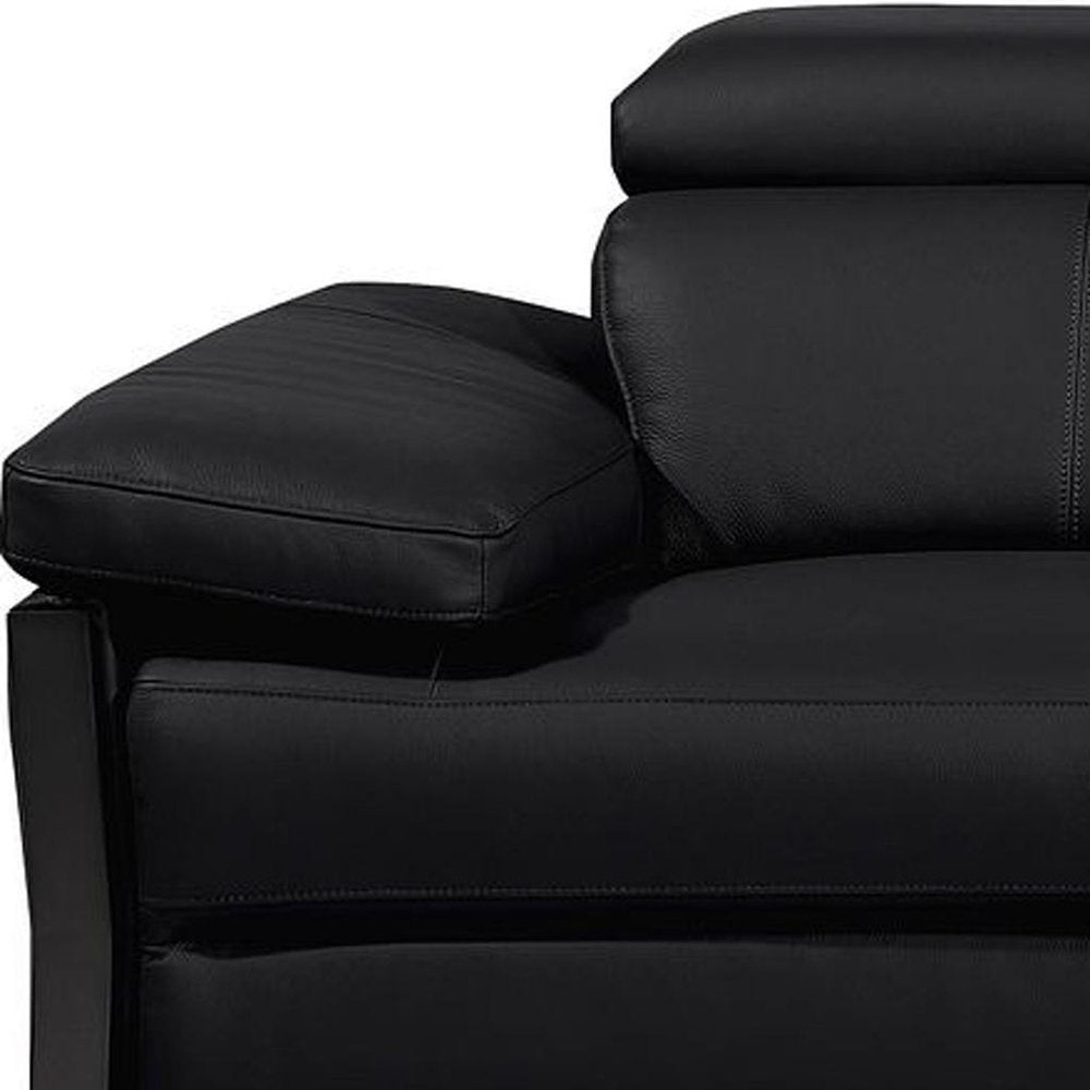 104" Black Italian Leather Reclining USB Sofa