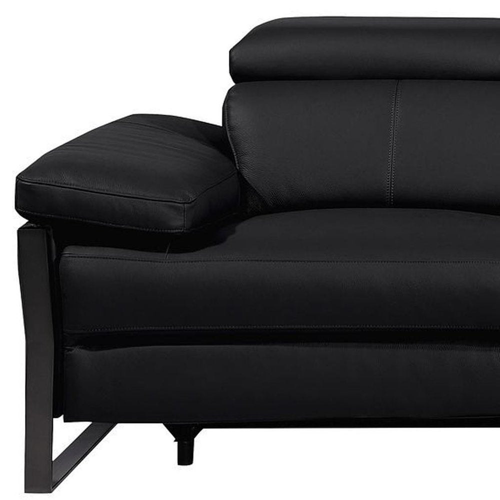 104" Black Italian Leather Reclining USB Sofa