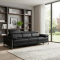104" Black Italian Leather Reclining USB Sofa