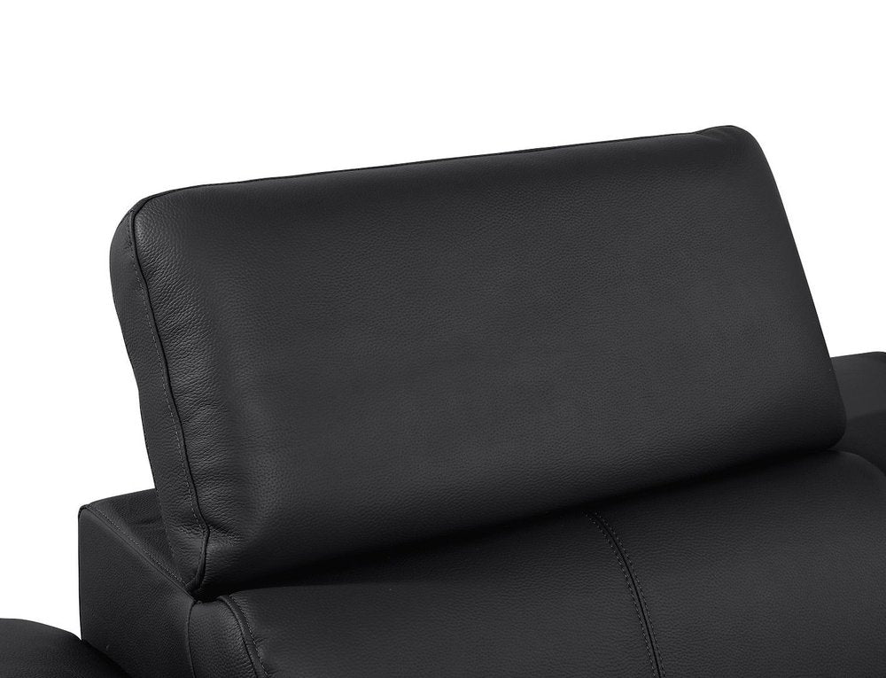 104" Black Italian Leather Reclining USB Sofa