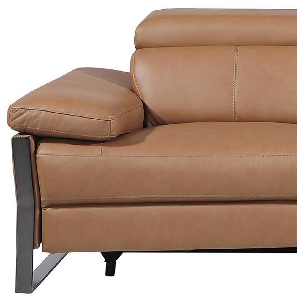 104" Black Italian Leather Reclining USB Sofa