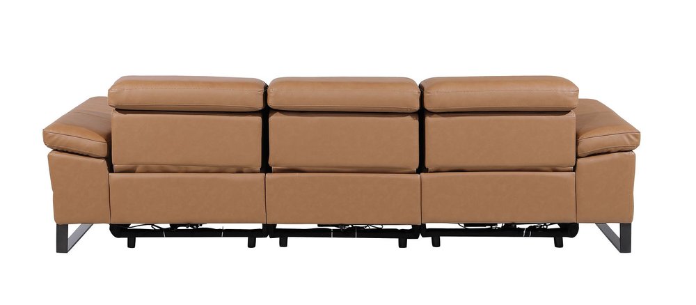 104" Black Italian Leather Reclining USB Sofa