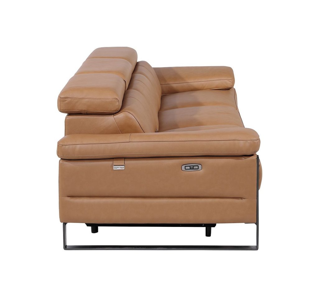 104" Black Italian Leather Reclining USB Sofa