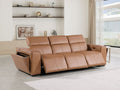 104" Chestnut Italian Leather Reclining USB Sofa And Storage
