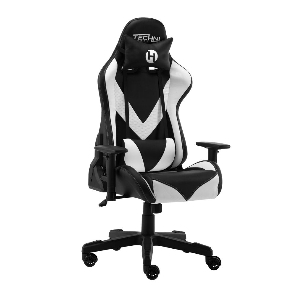 White And Black Swivel Rolling Gaming Chair