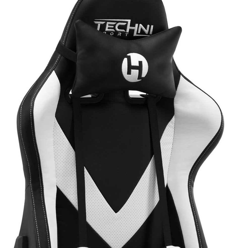 White And Black Swivel Rolling Gaming Chair