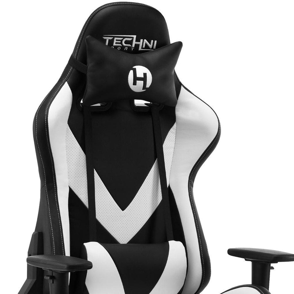 White And Black Swivel Rolling Gaming Chair