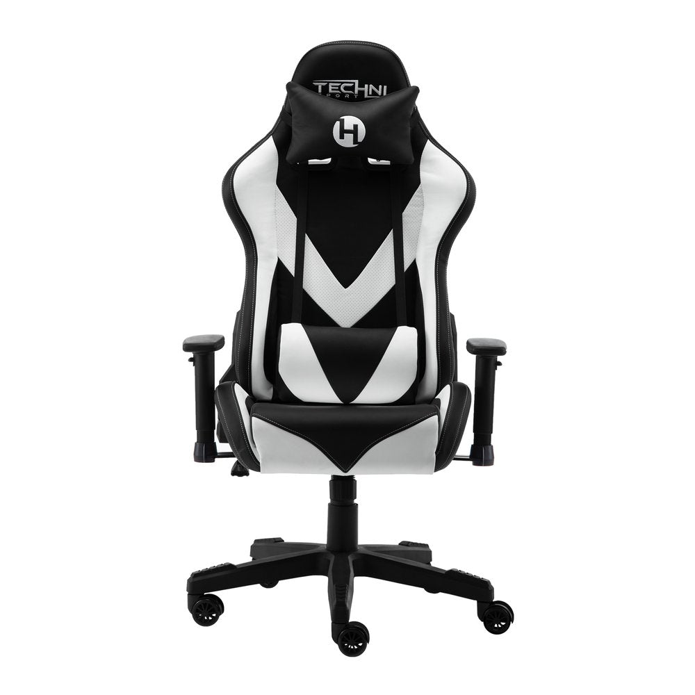 White And Black Swivel Rolling Gaming Chair