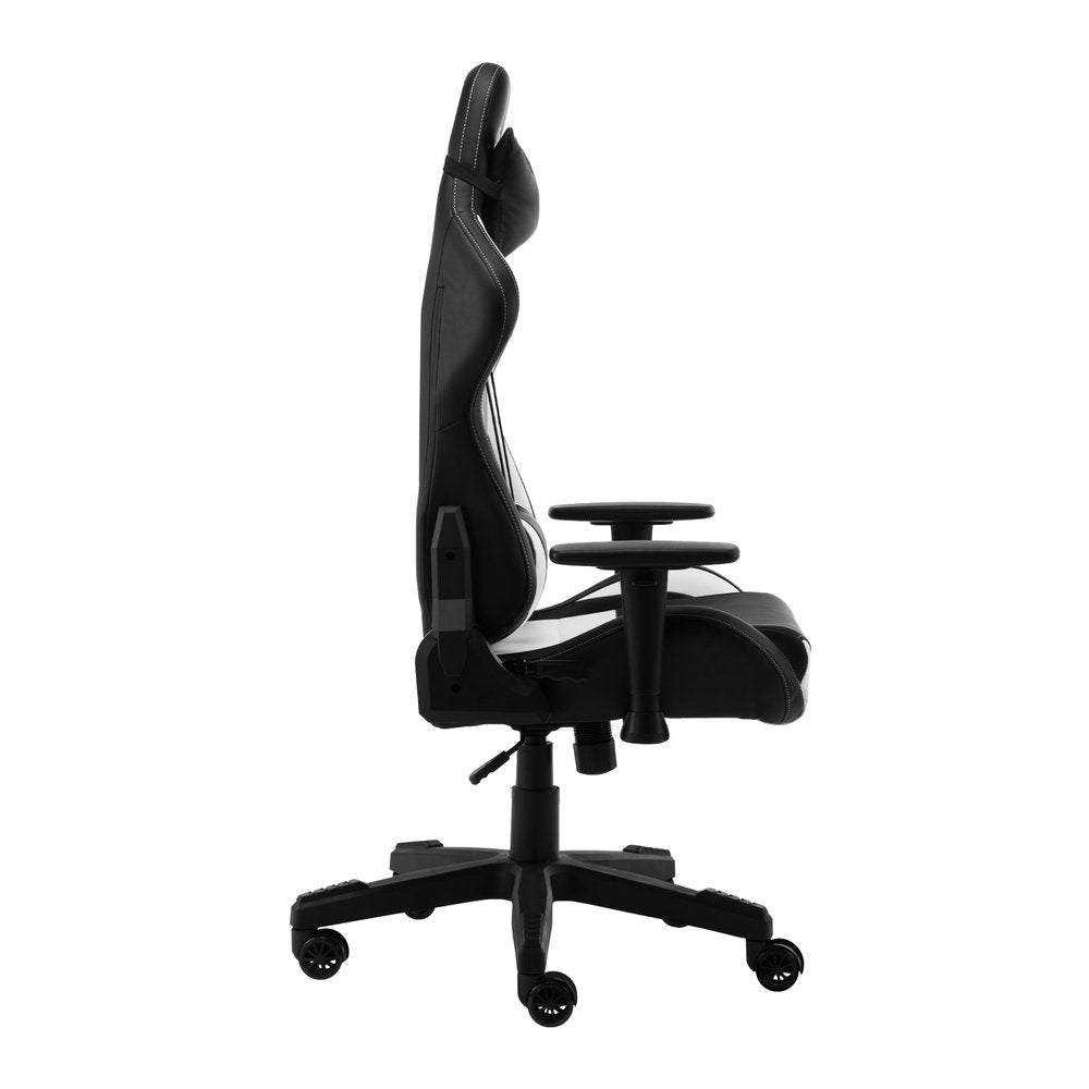 White And Black Swivel Rolling Gaming Chair
