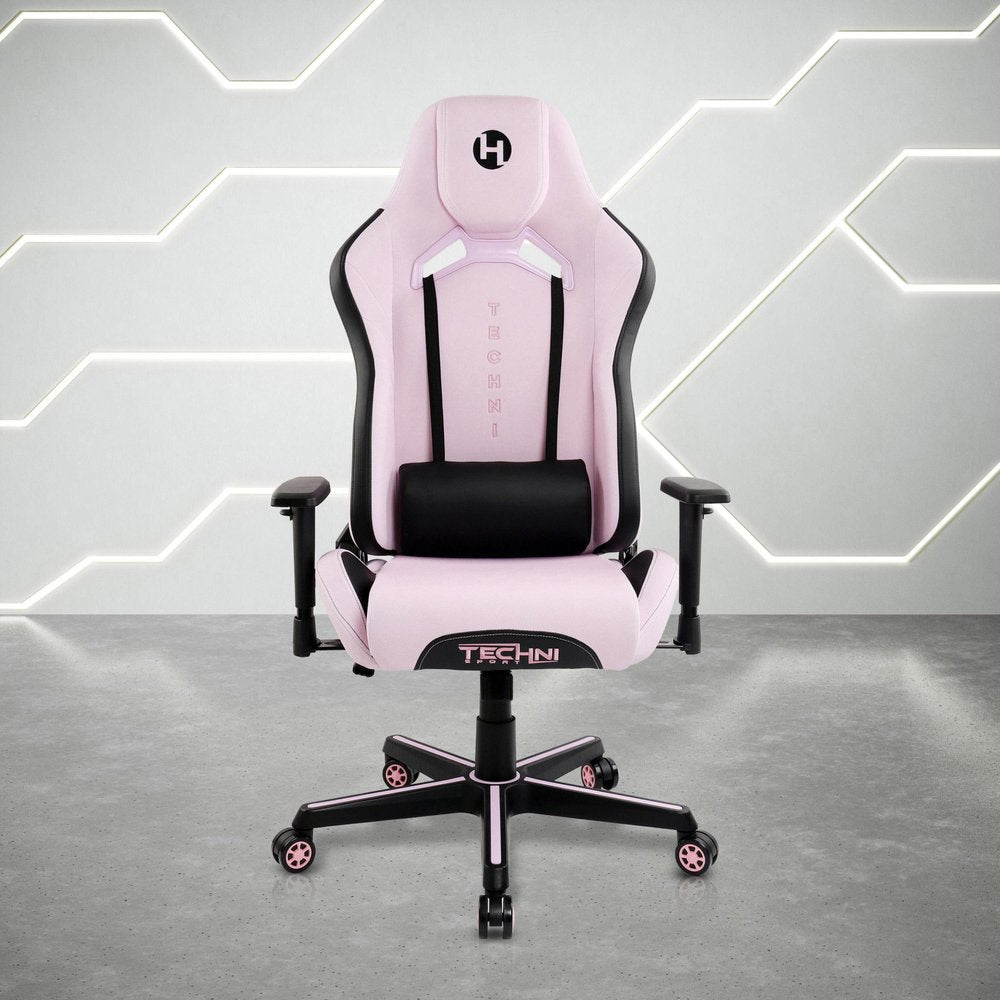 Pink And Black Swivel Rolling Gaming Chair