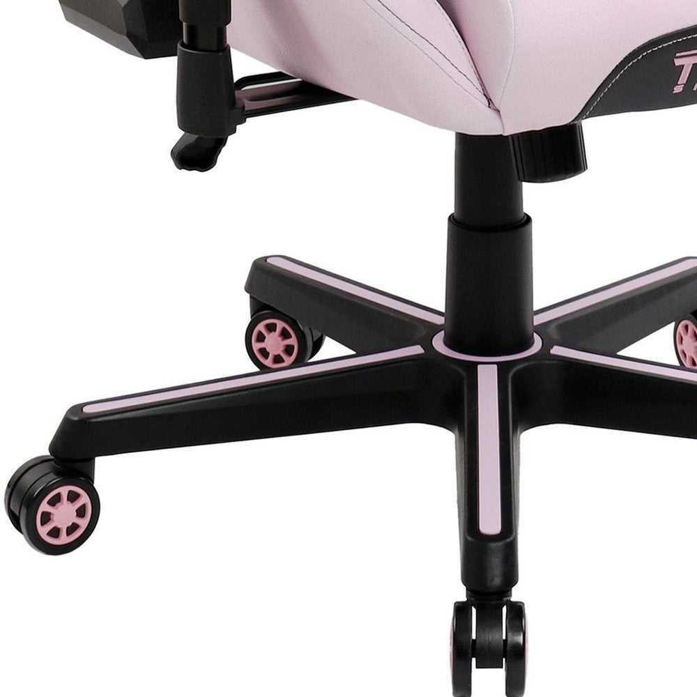Pink And Black Swivel Rolling Gaming Chair