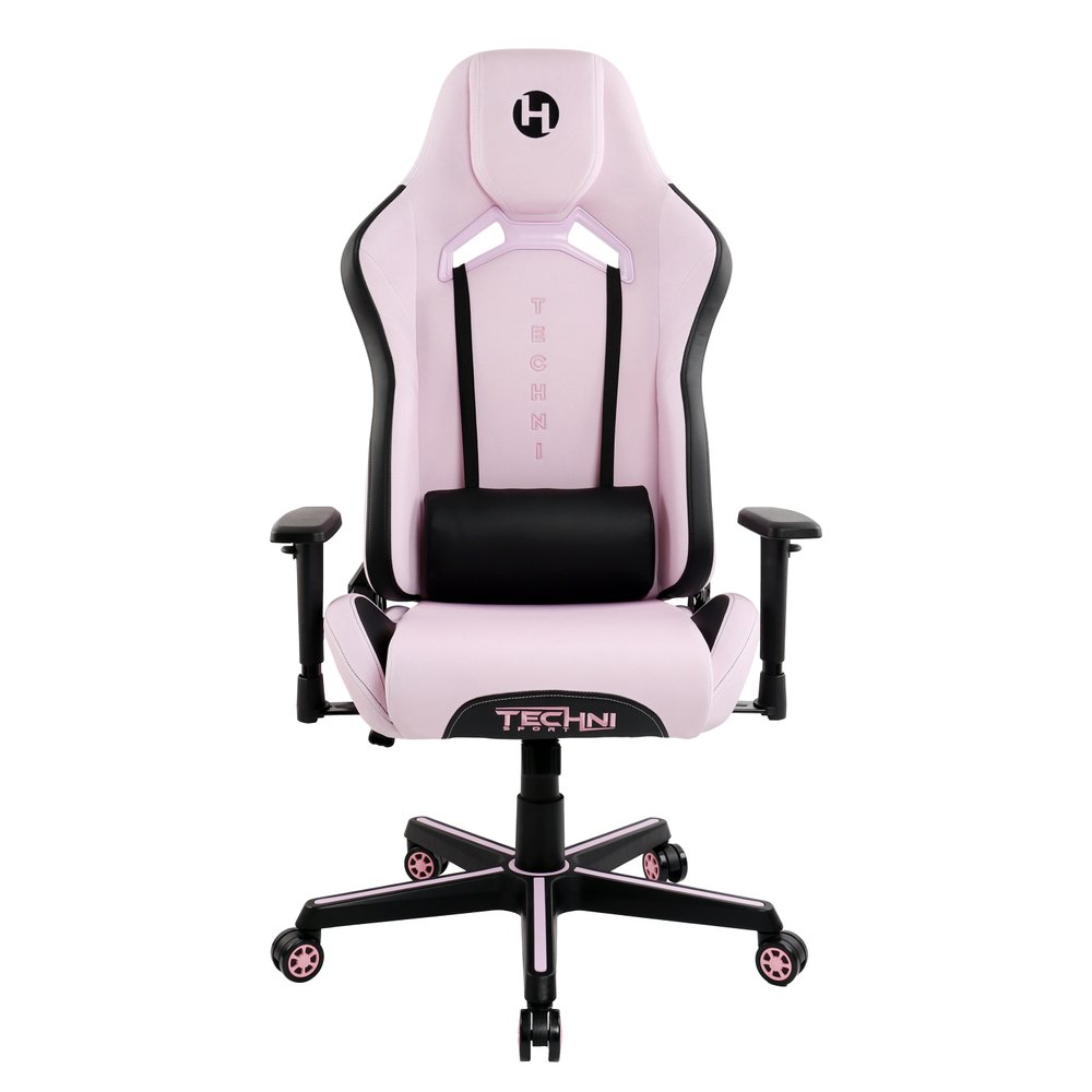 Pink And Black Swivel Rolling Gaming Chair