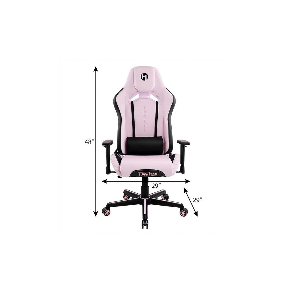 Pink And Black Swivel Rolling Gaming Chair