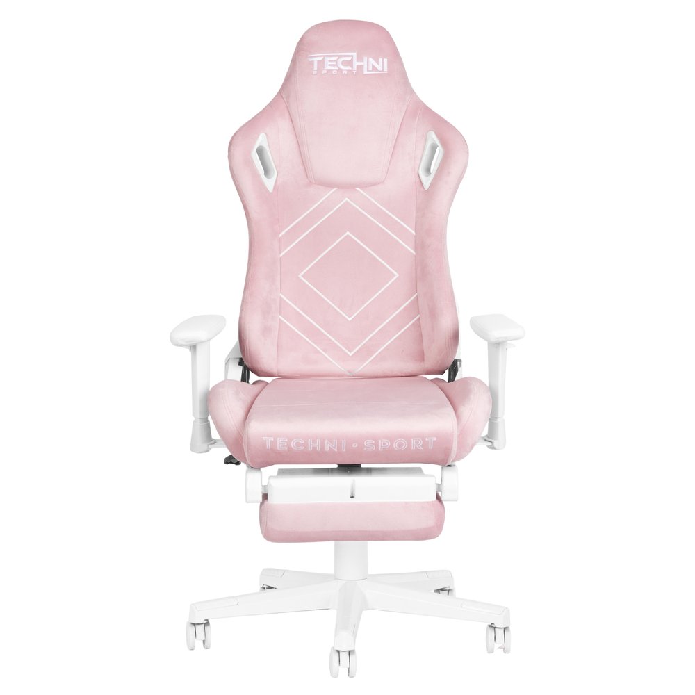 Pink And White Adjustable Height Swivel Rolling Gaming Chair