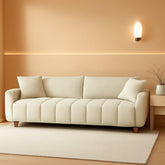 Cream Chenille Sleeper Sofa Bed With Expanded Storage-0