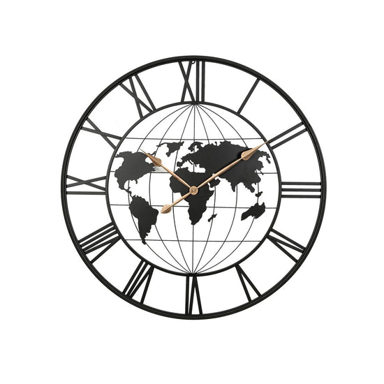 36" Black Iron Digital Round Wall Clock