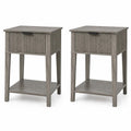 Set of Two 23" Gray Wood Ribbed Texture One Drawer Nightstand