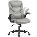 Gray Faux Leather Swivel Rolling Executive Office Chair