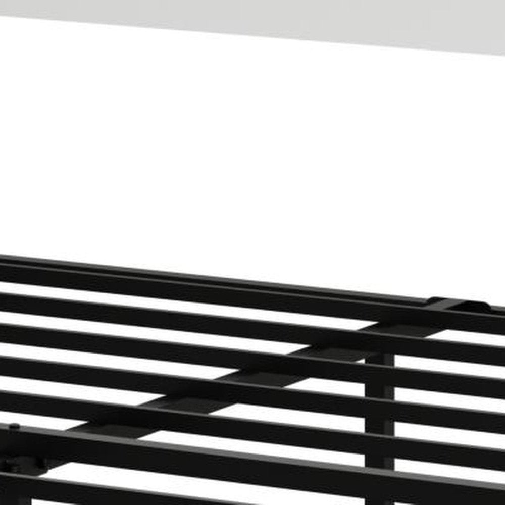 White Wood And Metal Lighted Full Bed Frame With USB With Shelves Storage