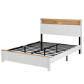 White Wood And Metal Lighted Full Bed Frame With USB With Shelves Storage
