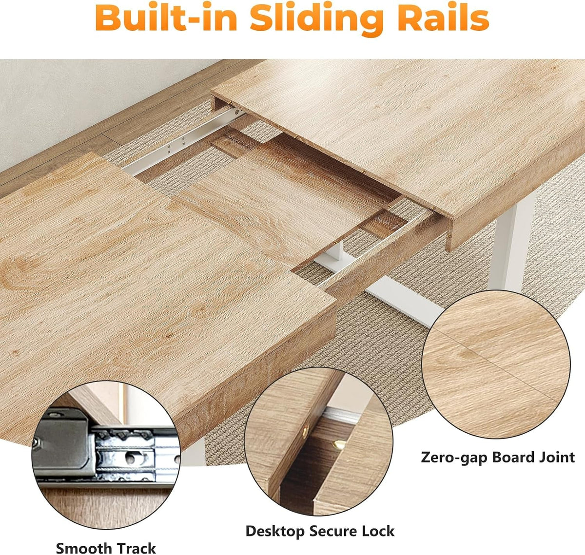 Extendable Dining Table White Oak Rectangular Farmhouse-2