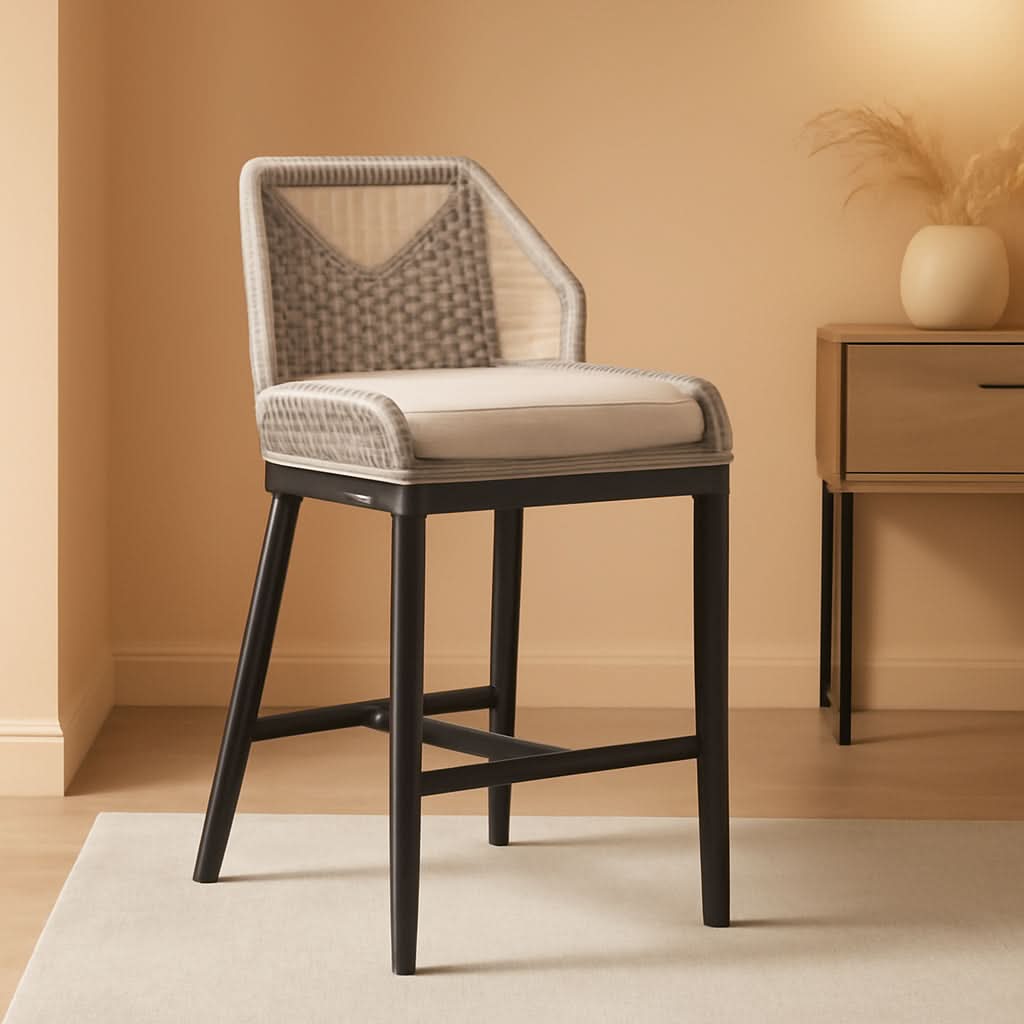 Counter Height Rattan Bar Stools Set Of 4 With Back-0
