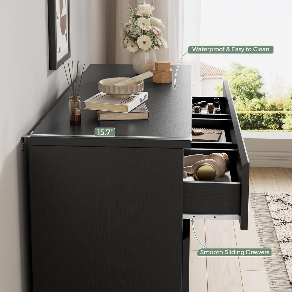 Black Seven Drawer Contemporary Wooden Dresser Bedroom-3