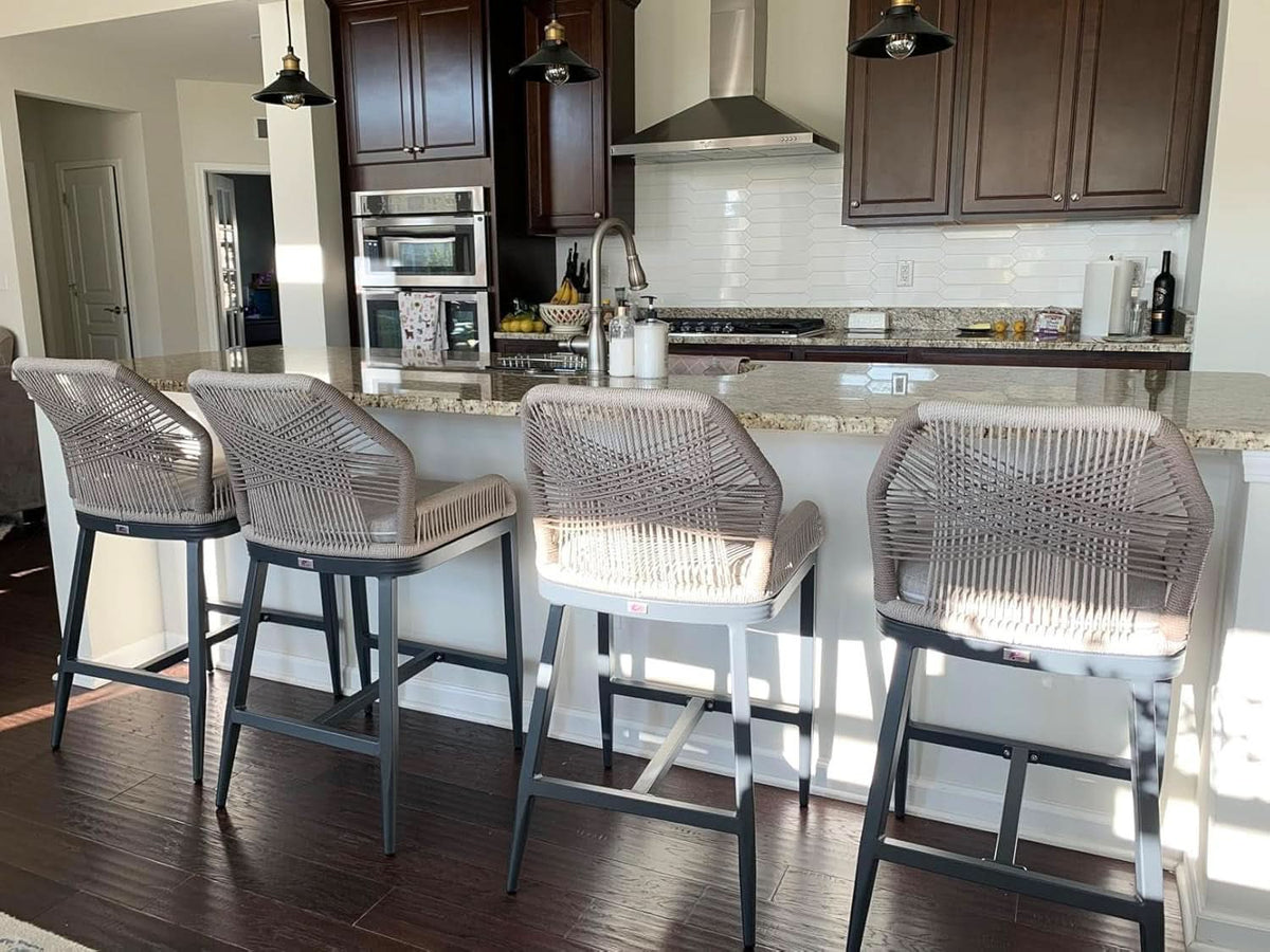 Counter Height Rattan Bar Stools Set Of 4 With Back-1