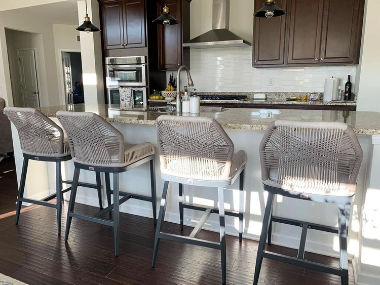 Counter Height Rattan Bar Stools Set Of 4 With Back-1