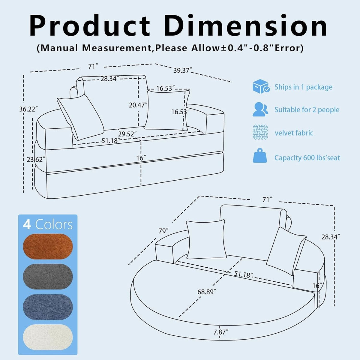 Beige 71Inch Convertible Sleeper Sofa Bed Upholstered-1