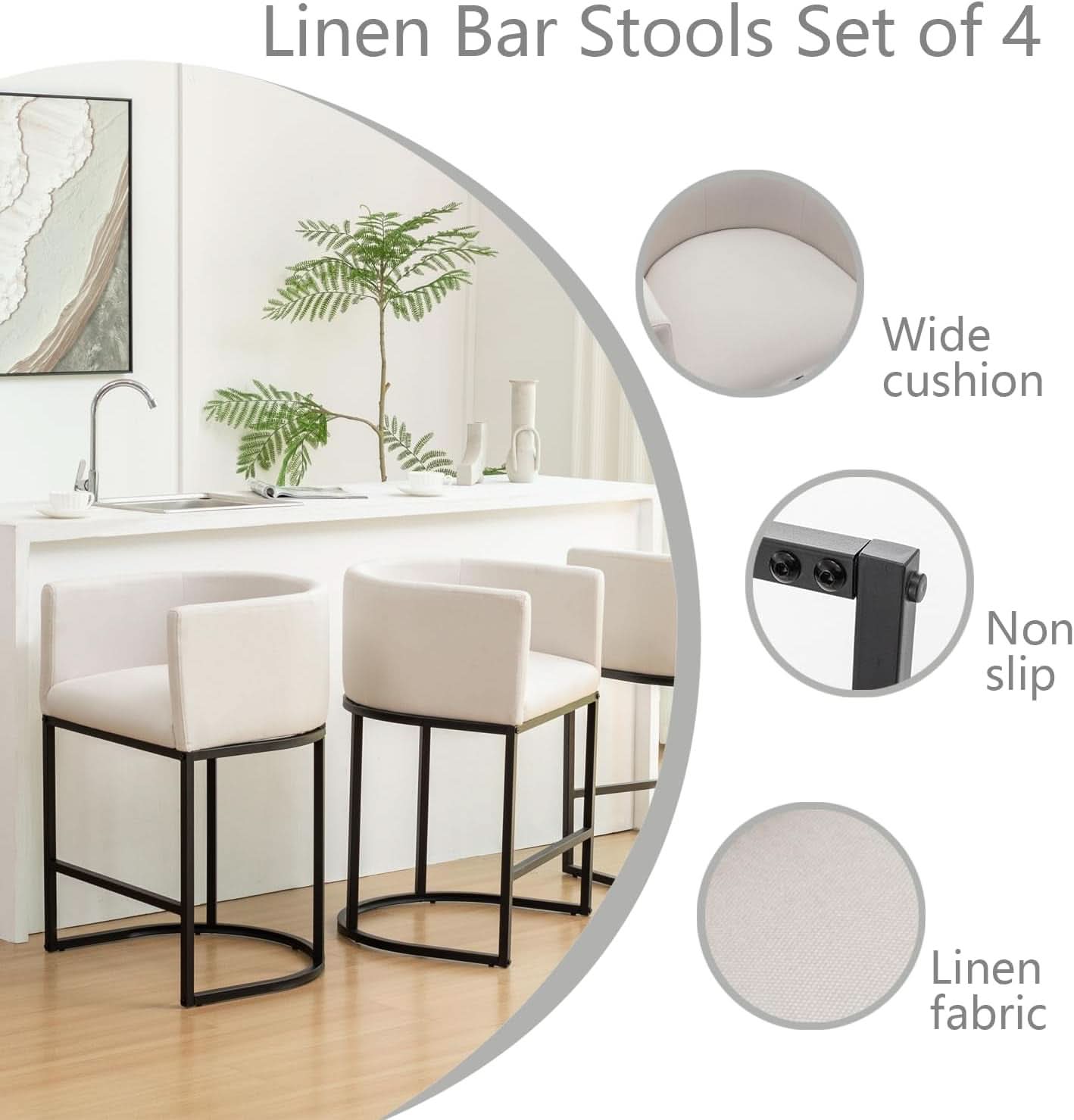 Modern Barrel Counter Height Bar Stools Set of Four-2
