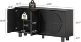 Black Fluted Buffet Cabinet With Storage Compartments-1