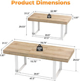 Extendable Dining Table White Oak Rectangular Farmhouse-1