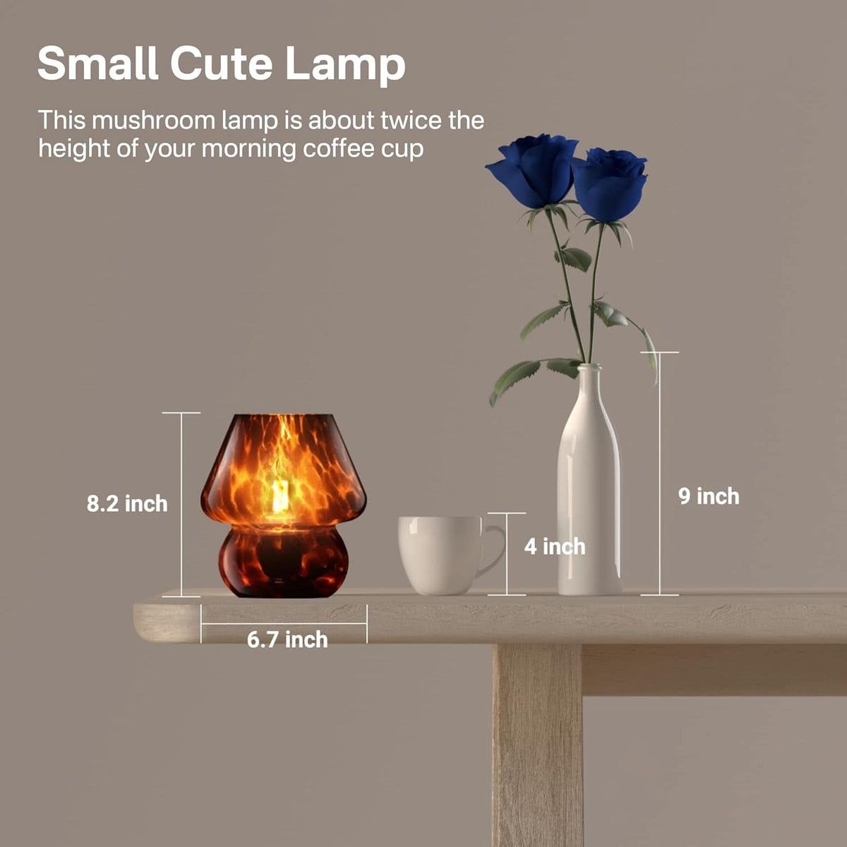 Compact Black Glass Mushroom Table Lamp Night stand-4