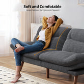 Corduroy Grey 73In Adjustable Backrest Futon SofaBed-2