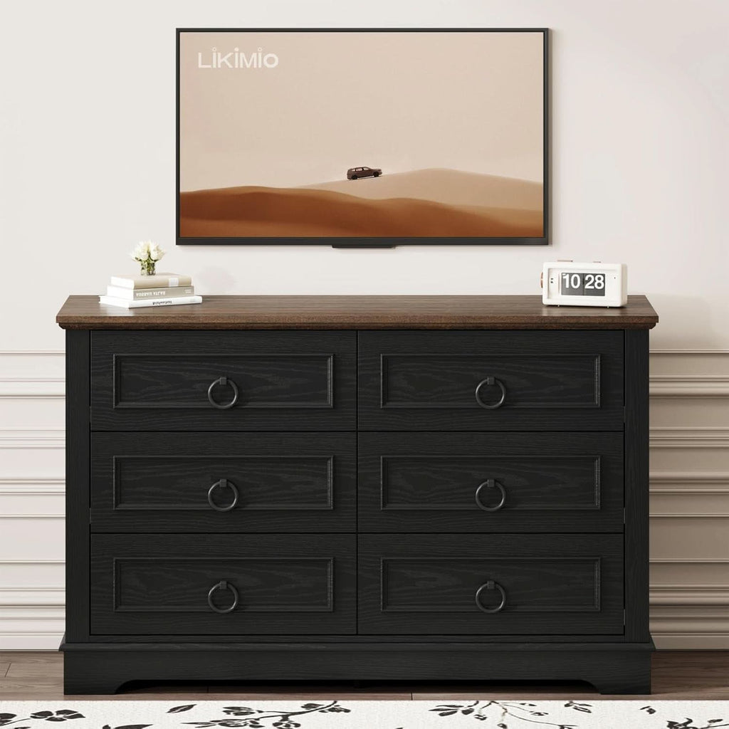 Black FortySevenPointTwoInch Wide Six Drawer Dresser-3