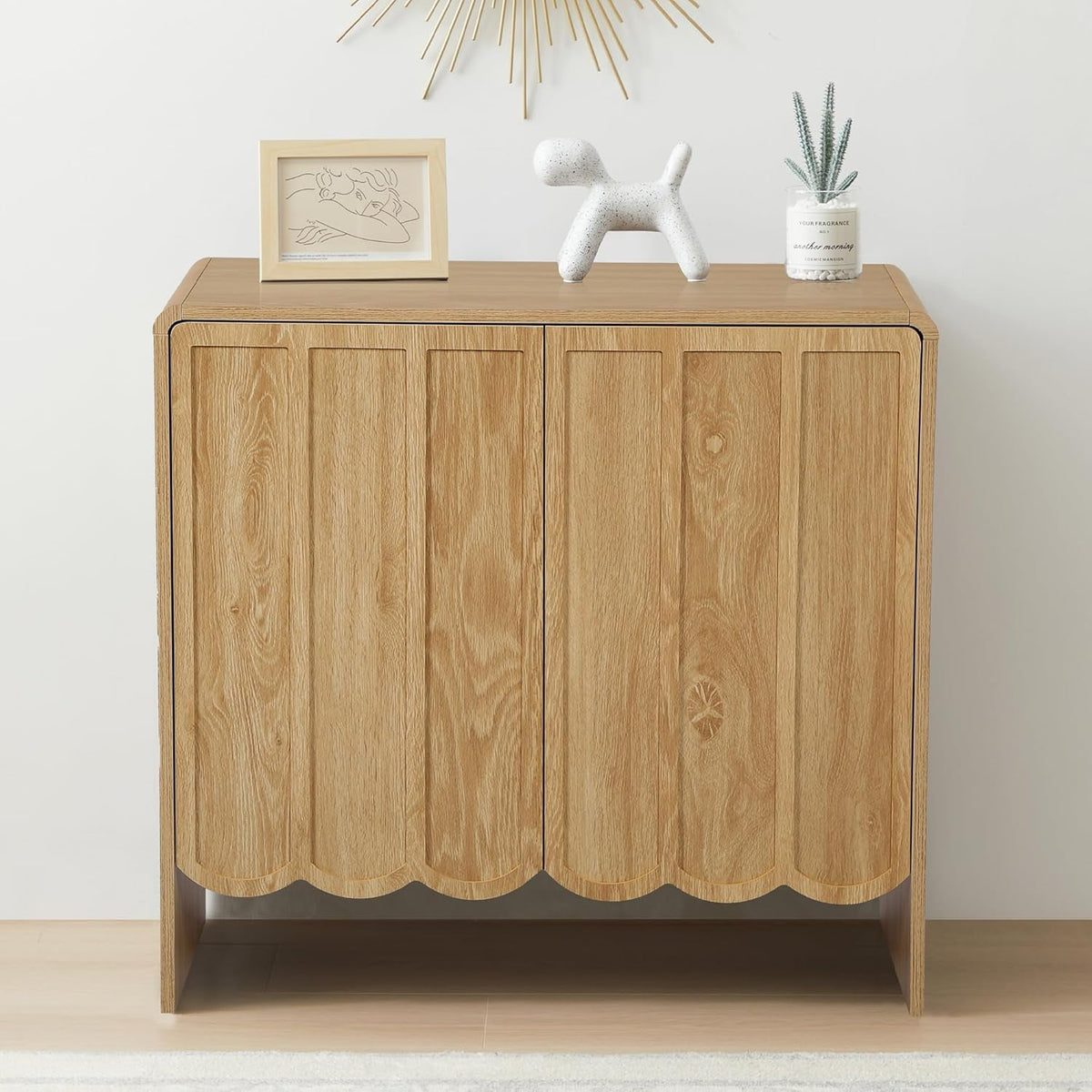 Natural Woodgrain Two Door Adjustable Sideboard Cabinet-2