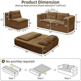 Camel King Size Corduroy Futon Pro Lux Sofa Bed Chaise Lux-1