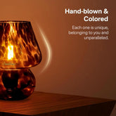 Compact Black Glass Mushroom Table Lamp Night stand-1
